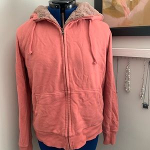 Uniqlo Salmon Pink Faux Fur Lined Jacket